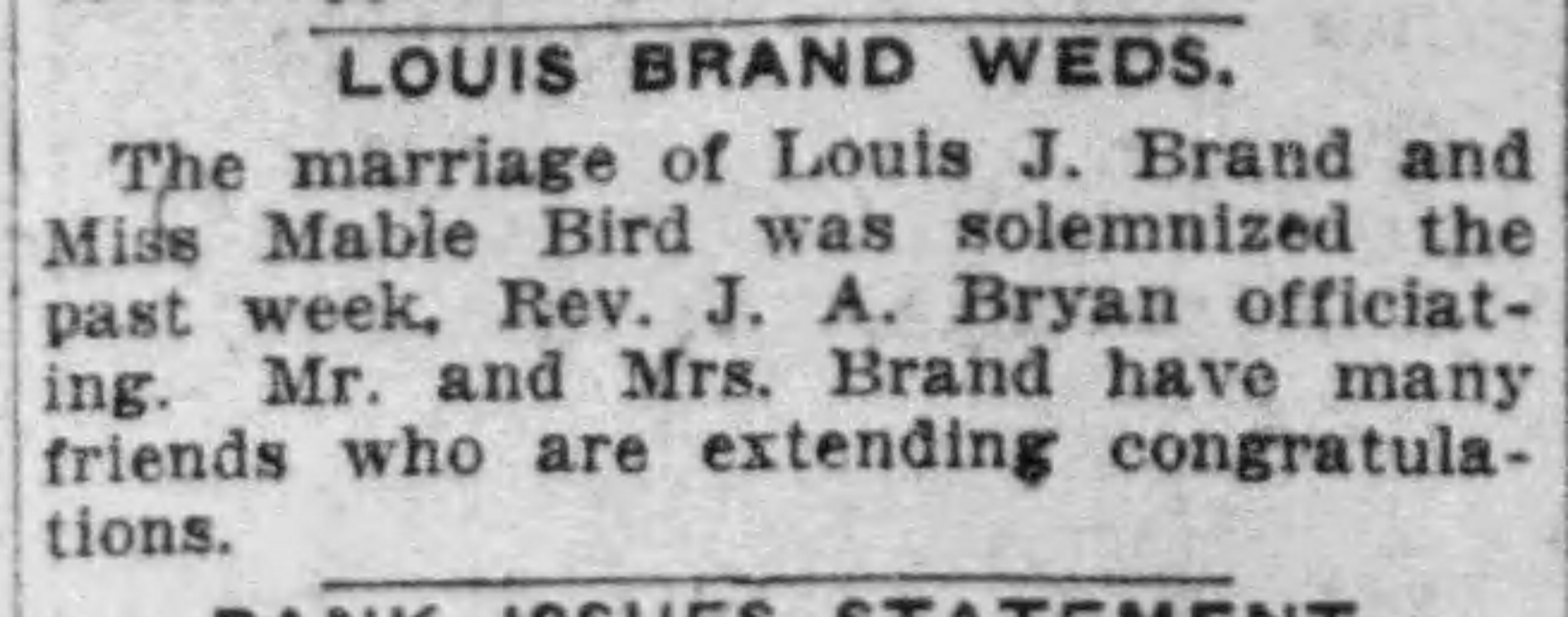 Mable Bird-Louis J. Brand